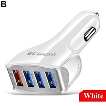 전기차 고속충전 충전기 완속 4포트 USB 자동차 충전기 미니 2.4A 빠른 아이폰 13 12 11 프로 Xiaomi 화웨, 01 white