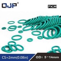 불소 고무 링 녹색 FKM O 씰 10 개 OD 5/6/7/8/9/10/11/12/13/14*2mm 두께 O-링 오일 가스켓 연료 와셔, 14x10x2mm, 30pieces