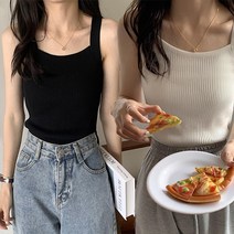 _ 날씬해보이는 골지 스퀘어넥 니트 민소매 이너웨어