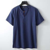 남성 린넨 헨리넥 반팔 티셔츠 여름 단추 JG-ST014