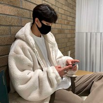 집업후드 양털기모 융 대형 겨울 스키장 캠핑, 검은색 XL