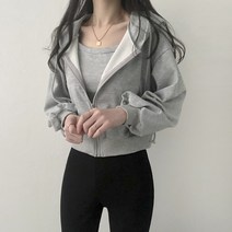 리리의감각 벌룬소매 루즈핏 크롭 후드집업+나시 세트