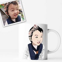 주문제작머그컵 캐리커쳐 초상화 포토 맞춤형머그컵, 왼쪽