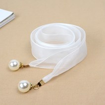 쉬폰 벨트 여 원피스 포인트 허리끈 진주 장식 블라우스 리본 패션 허리 체인