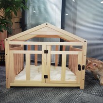 런캣 원목 펫 강아지 집 루프형 DIY 강아지 하우스 개집, B원목강아지하우스
