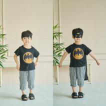 [이모맘] S/S 망토 가면 배트맨 슈퍼맨 스팽글 티셔츠 & 배트맨 반팔 티셔츠 FM02
