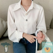 심플 셔츠 실크 여자 부드러운 빅카라 여성 블라우스 살롱몽크