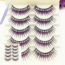 BLOWFISHFUGU 풍성한속눈썹 무대분장속눈썹 5쌍 세트 무대속눈썹 2P, 퍼플