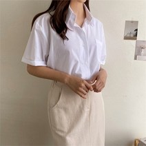 [BELLA.DOI] 5부 뒷버튼 박시 블라우스