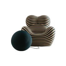 디자인 쇼파 소파 가죽 수납 안락 의자 빈백 푹신, 빨간 줄무늬가있는 베이지