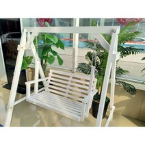 야외 흔들 그네 의자 체어 테라스 카페 목재, 화이트색상