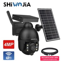 홈캠 가정용 cctv 스마트폰 홈 shiwojia 태양열 카메라 4mp wifi 야외, 검은색 4mp 카메라, 협력사