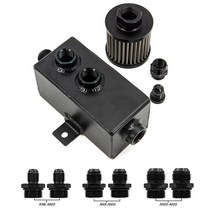 범용 자동차 1L 알루미늄 오일 캐치 탱크 연료 탱크 브리더 필터 드레인 AN6/8/10 피팅 OCT-AN10-1L-BK, 모든 피팅