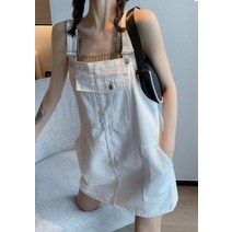 G125781_데님 멜빵 원피스 청원피스 원피스 여성원피스 치마 멜빵 데님, FREE