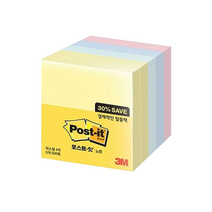쓰리엠 알뜰팩 포스트잇 76 x 76 mm 654-5A 500p, 노랑, 애플민트, 크림블루, 러블리핑크, 1개