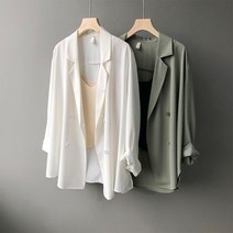 마인이보영옷 찰랑 여성 여름 린넨 긴팔 쿨 정장 자켓 얇은 빅사이즈 셀럽 루즈핏 오피스룩
