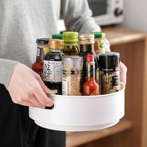 주방 양념통 선반 다용도 수납 정리대 360도 회전트레이, 블루