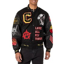 [정품] Cult of Individuality 남성용 바시티 재킷 블랙. Large