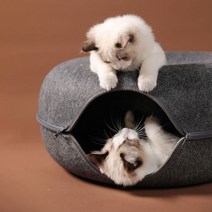 루나글램 고양이 숨숨집 도넛 하우스 터널 동굴집 대형, 핑크