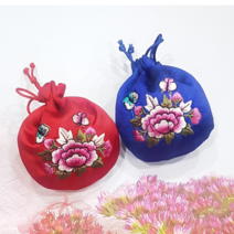 예단사랑 전통 자수 청홍 복 주머니 세트