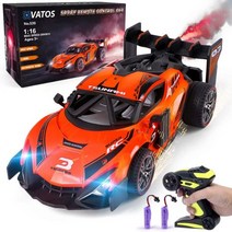 자동차 RC트럭 VATOS 116 자동차어린이를 위한 스프레이 미스트 및 라이트가 장착된 24GHz 금속 RC 2개의 충전식 배터리가 20Kmh 전기 스포츠 레이싱 취미 장난감 자, 원격 제어 자동차