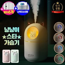 귀여운 미니가습기 탁상 가정용 차량용 가습기, [필터1+5+소독티슈5] 냥냥이스타(민트)