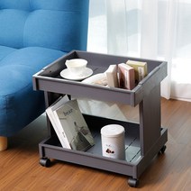 스퀘어 와이드 트롤리 선반 2단, 그레이