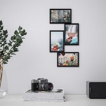 IKEA 이케아 YLLEVAD 콜라주액자4칸 21x41cm 인테리어액자, 블랙