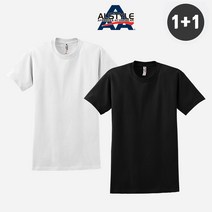 (1+1)트리플에이 1301 무지티 반팔티(화이트+블랙)