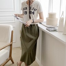 백자매 여성용 뒷트임 바스락 아노락 카고 밴딩 롱스커트 치마