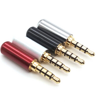 커넥터 부속품 5 개몫 미니 잭 3.5mm 4 극 남성 플러그 알루미늄 쉘 스테레오 4pin 3.5mm 와이어 커넥터 heaphone 플러그 이어폰 잭 수리, 빨간색