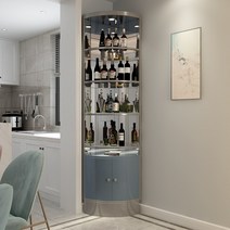 북유럽 양주장 골드 엔틱 양주 코너 장식장 위스키 진열장, 완성, 실버화이트(사이드미러센서등포함+그레이캐비닛)