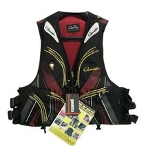 일본 시마노 shimano 감마가츠 Gama 구명 조끼 대형 부력 멀티 포켓 바다 낚시 바위 인명 구조, 블랙레드