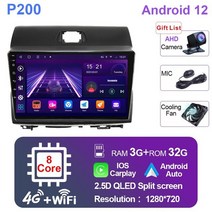 안드로이드올인원 기아 레이 2011 멀티미디어 비디오 플레이어 GPS 내비게이션 카플레이 와이파이 BT QLED 화면 안드로이드 12 자동 스테레오 2 DIN, [04] 7862 3G-32G AHD cam