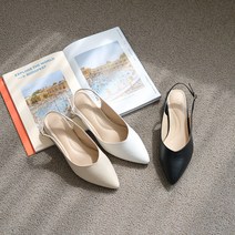 [굽선택 3 / 6cm] 올리 샤론 여성 쿠션 스틸레토 통굽 슬링백