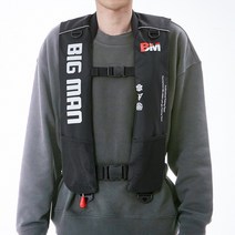 빅사이즈 빅맨 자동팽창식 구명조끼 기본형 KC-블랙 수분감지 책임보험, 블랙