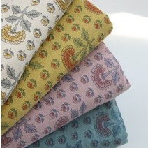 대폭 이중직 면원단 인도풍 플라워 패턴 4color D7, 블루