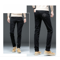 남자일자청바지 사계절 패션 자수 블랙진 슬랙스