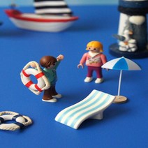 미니어처 바캉스 1P 썬베드 배 파라솔 튜브 장식 ADS- 9858791EA, 배+노2개