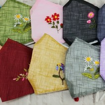 미네끄네 시원시원한 마스크 모시꽃자수마스크 입체면마스크 한복마스크 고급포장 선물, 혼합10개