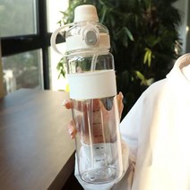 대용량 빨때물통 원터치오픈 용량눈금 스트랩 물병 스포츠 헬스 텀블러 플라스틱 내열 휴대용 워터보틀 대구경 밀봉 운동용 등산 낚시용 플랜 필수품 0.7/1.1/1.6리터, 색상선택5번-화이트 대용량 빨때물통, 1600ml