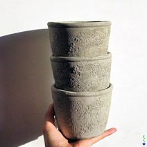 식물시간 cin pot 옅은 회색 가벼운 원형 시멘트 화분