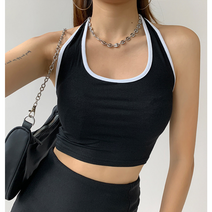 홀터넥 크롭 나시 일상룩 스포츠룩 3컬러