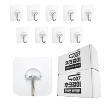 초강력 벽부착 방수 투명후크걸이 벽걸이, 10개, 투명