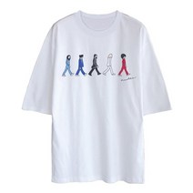 문컬렉션 5부반팔티 오버핏반팔티 워킹맨 빅사이즈 반팔 티셔츠 여름 커플룩 남녀공용