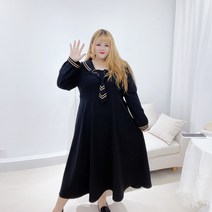 뚱뚱녀 가을 원피스 캐주얼 빅사이즈 롱원피스 긴팔 드레스 롱 숏트 치마 데이트룩
