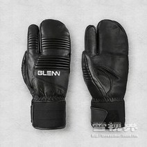 삼지장갑 스노우보드 스키 장갑 스노 보드 스케이트 벙어리 따뜻한 우 비전 글렌 세 손가락 하이 엔드 더블 라이닝 분할 손가락 가죽 gm02, 블랙 전체 가죽 내부 손가락