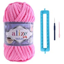 니팅룸 벨루토 목도리 DIY 세트, 121 야광핑크+니팅룸세트