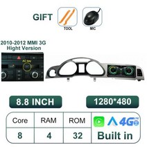 QLED 스크린 자동차 멀티미디어 자동 카플레이 모니터 라디오 아우디 A6 A6L C6 2005 2012 오디오 비디오 플레이어 안드로이드 13 8.8 인치, 10.3 GPS 4G 32G