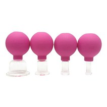 GHSHOP 마사지 바디 다리 근육 관절 통증을위한 4 조각 유리 안전 진공 부항, 로즈 레드, 직경 약 2.16 인치, 실리콘 유리